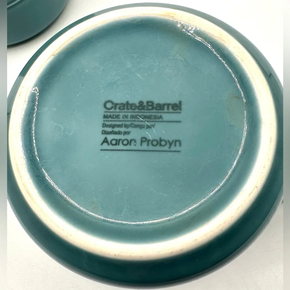 2 Crate&Barrel Blue Aaron Probyn Mugs. Pattern is Hue. Discontinued.
